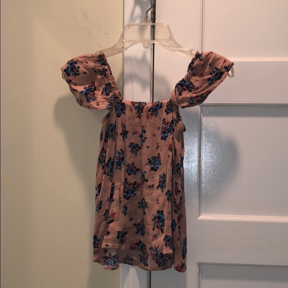 Aqua Floral Off the Shoulder Blouse